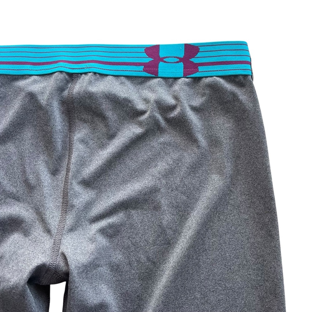 Under Armour Girl’s L Gray Teal Mesh Elastic Waistband Athletic Leggings 1263871 - Picture 12 of 16
